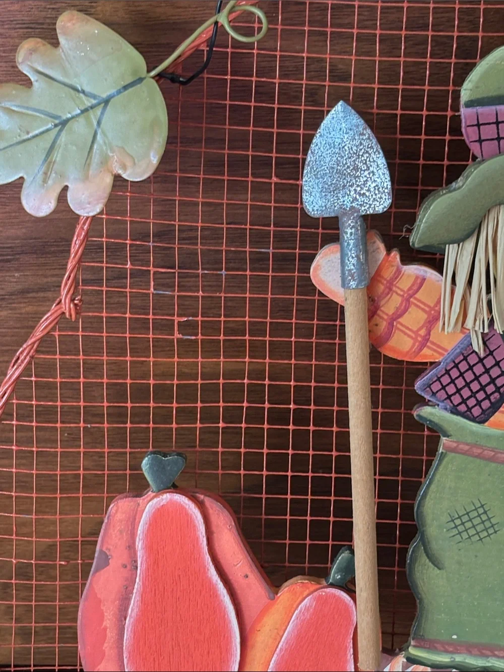 Autumn Harvest Scarecrow Pumpkin Wall Hanging - Orange & Green
